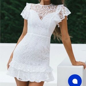 Selfie Leslie White Lace Mini Dress